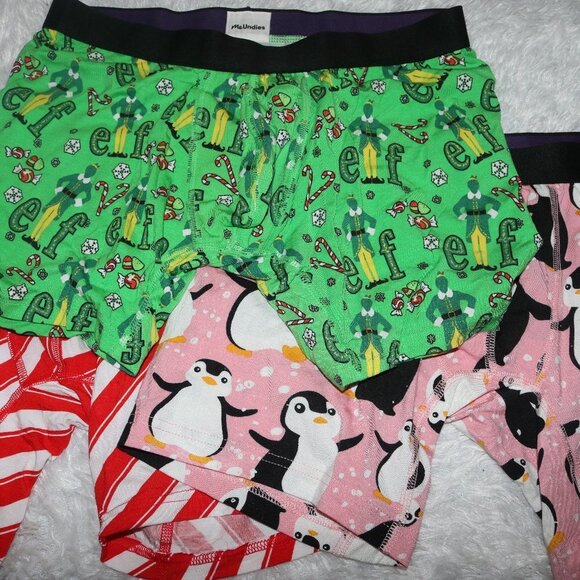 - MeUndies men's boxer briefs size medium peppermint, penguins and Elf - NWOT - Picture 1 of 8